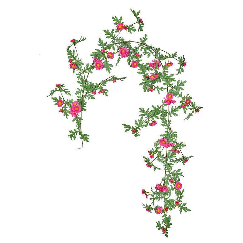 Künstliche Gänseblümchen-Ranke 80 cm mit Wandhalterung, Dekorative Hängepflanze für Innenraum, Hochzeit, Café, Büro