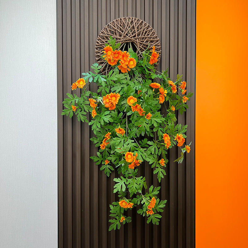 Künstliche Gänseblümchen-Ranke 80 cm mit Wandhalterung, Dekorative Hängepflanze für Innenraum, Hochzeit, Café, Büro