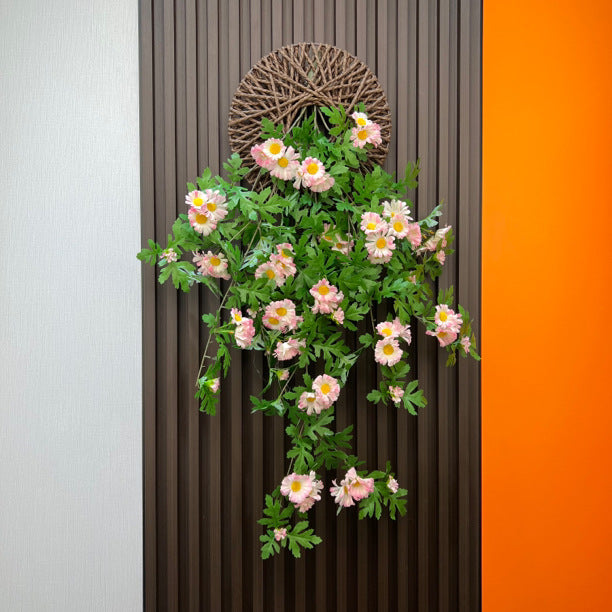 Künstliche Gänseblümchen-Ranke 80 cm mit Wandhalterung, Dekorative Hängepflanze für Innenraum, Hochzeit, Café, Büro