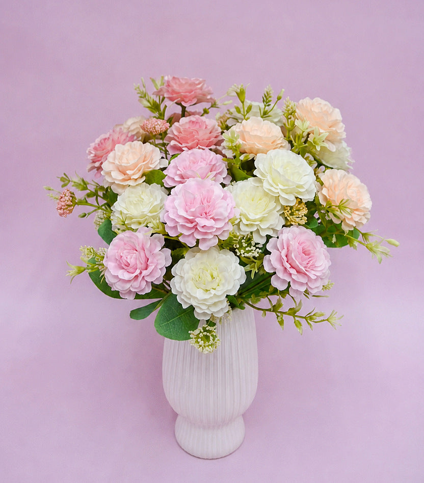 Künstliche Pfingstrosen-Strauß, 33 cm hoch, 7 Blüten, für Hochzeiten und Innendekoration