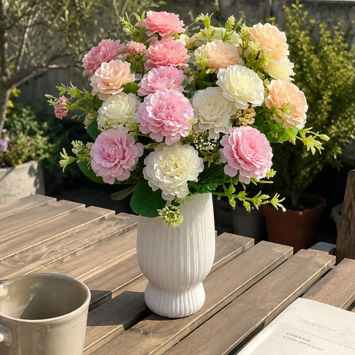 Künstliche Pfingstrosen-Strauß, 33 cm hoch, 7 Blüten, für Hochzeiten und Innendekoration