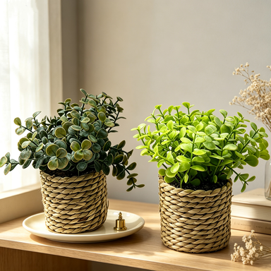 Künstliche Pflanze im Topf, 15 cm, Baby’s Breath-Cluster, gemischtes Material, für Zuhause, Büro, Hoteldekoration, langlebig