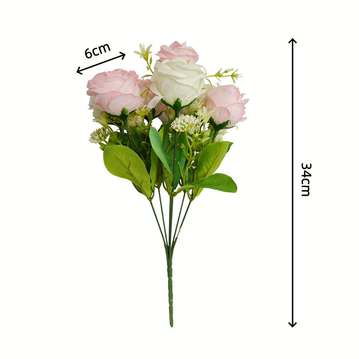 Künstlicher Sweetheart-Rosenstrauß 34 cm, 7 Blüten, Hochzeitsdekoration, langlebig, allergenfrei, für Floristik & Eventdesign