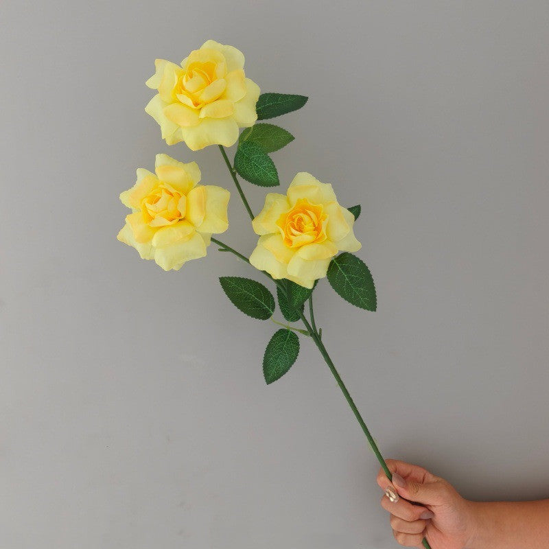 Künstliche Rosenbüschel mit 3 Blüten, 60 cm hoch, Seidenstoff, Hochzeit & Wohnraum-Deko, realistisch, allergenfrei