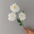 Künstliche Rosenbüschel mit 3 Blüten, 60 cm hoch, Seidenstoff, Hochzeit & Wohnraum-Deko, realistisch, allergenfrei
