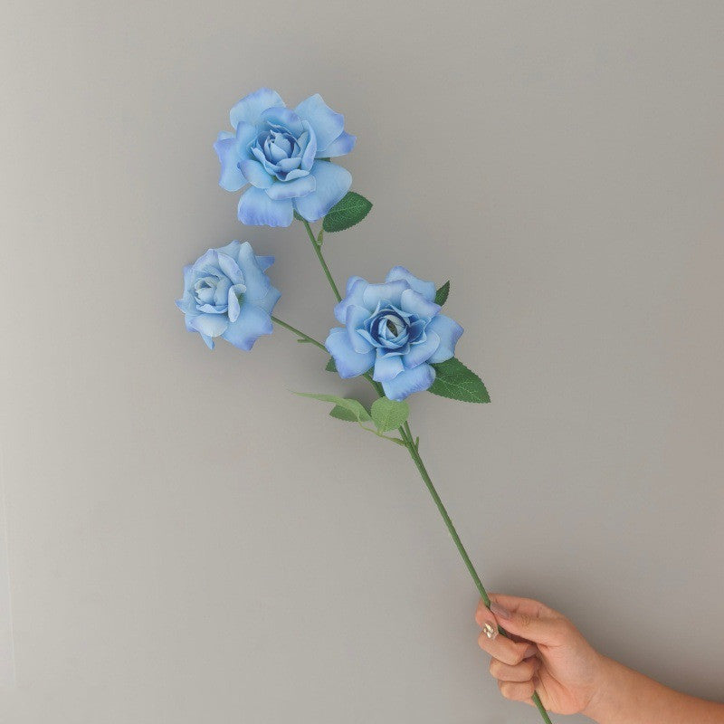 Künstliche Rosenbüschel mit 3 Blüten, 60 cm hoch, Seidenstoff, Hochzeit & Wohnraum-Deko, realistisch, allergenfrei