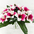 Künstliche Lilienblüten, 32 cm hoch, 5 Blüten, 12 cm Durchmesser, Seidenstoff, für Zuhause, Büro, Hochzeiten, Dekoration