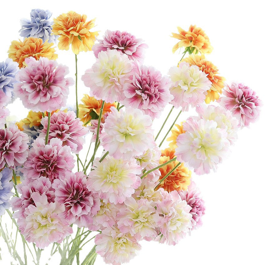 Künstliche Seidenblumen Carnation Busch, 80 cm hoch, 3 Blüten, 8 cm Durchmesser, für Hochzeit, Wohnkulturdeko, Floristik, Eventgestaltung