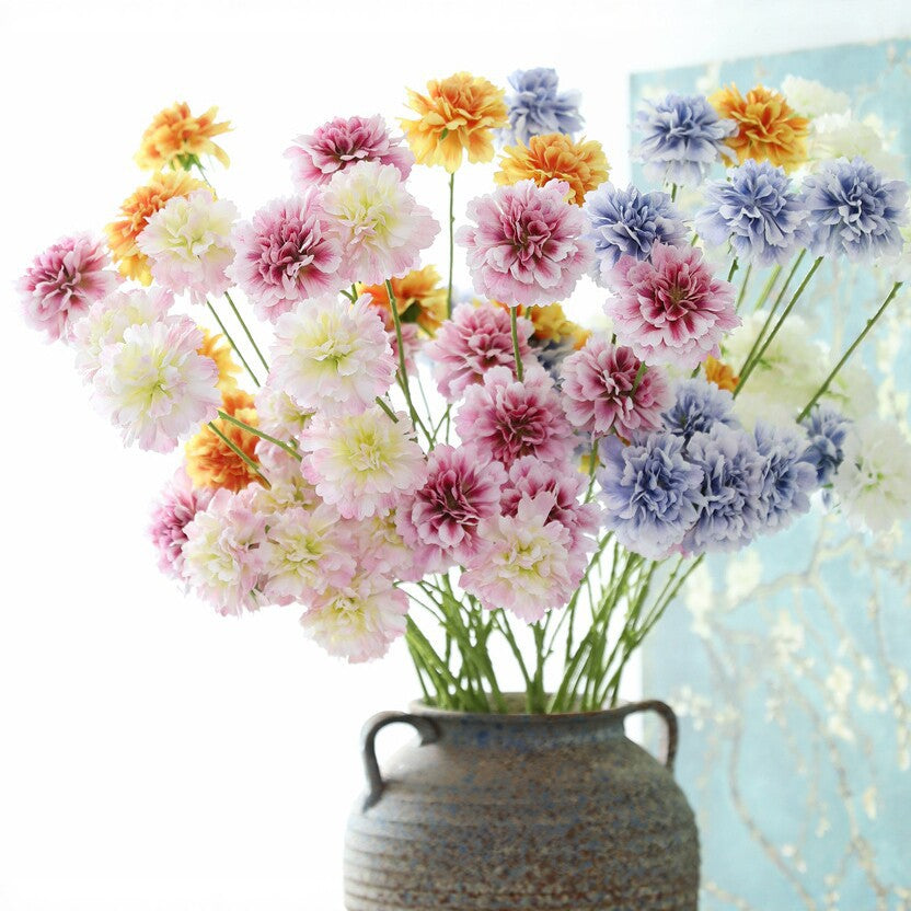 Künstliche Seidenblumen Carnation Busch, 80 cm hoch, 3 Blüten, 8 cm Durchmesser, für Hochzeit, Wohnkulturdeko, Floristik, Eventgestaltung