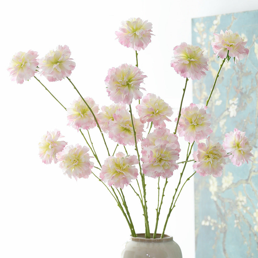 Künstliche Seidenblumen Carnation Busch, 80 cm hoch, 3 Blüten, 8 cm Durchmesser, für Hochzeit, Wohnkulturdeko, Floristik, Eventgestaltung