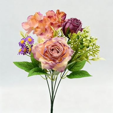 Künstliche Rosen, Schneerosen, Hortensien und Kamillenblüten, 31 cm, Retro-Stil, für Hochzeiten und Zuhause