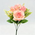 Künstliche Rosen, Schneerosen, Hortensien und Kamillenblüten, 31 cm, Retro-Stil, für Hochzeiten und Zuhause