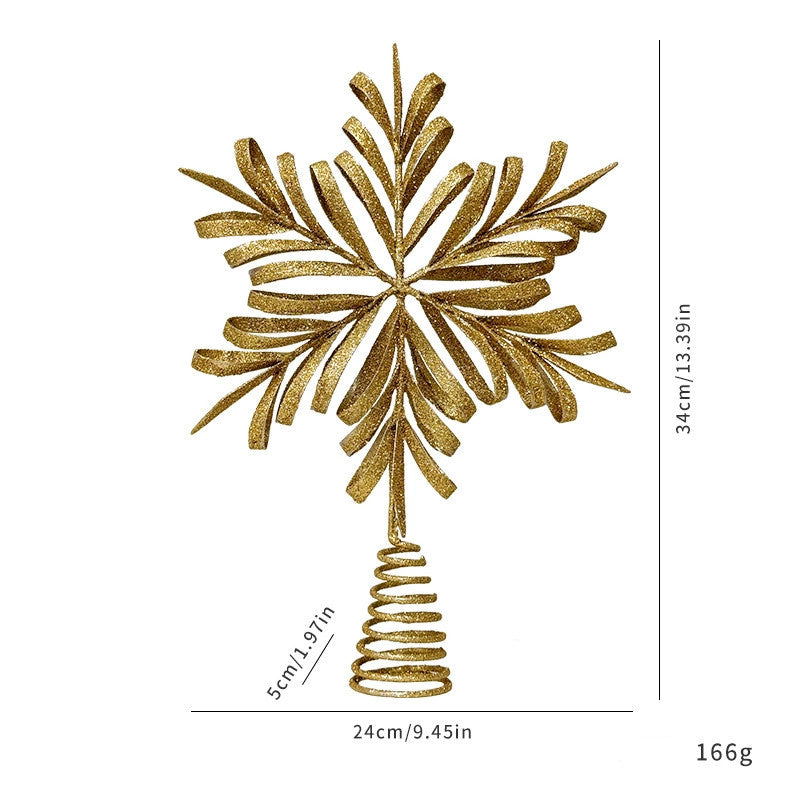 Weihnachtsbaumspitze Stern 5-zackig mit Lichtern – 6 Designs – Hochwertige Weihnachtsdeko für Baum, Hochzeit, Party, Fest