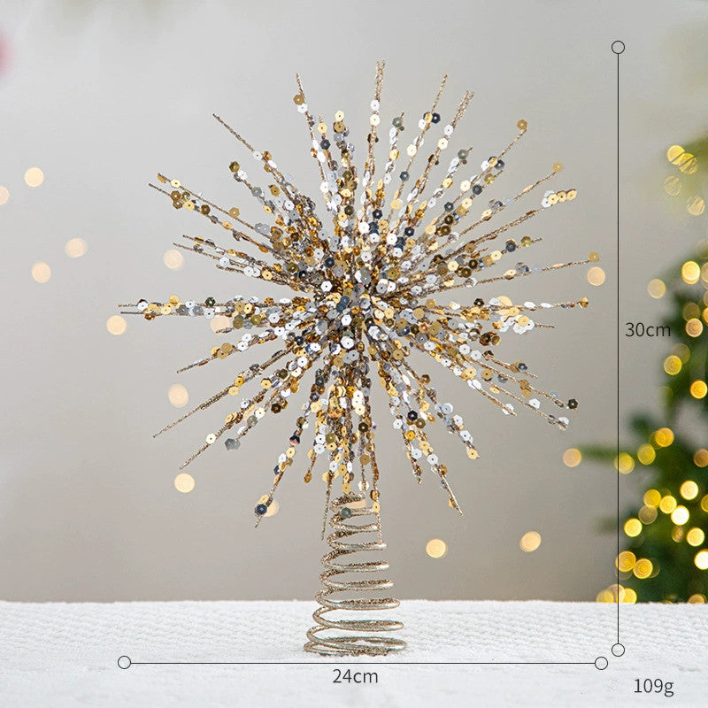 Weihnachtsbaumspitze Stern 5-zackig mit Lichtern – 6 Designs – Hochwertige Weihnachtsdeko für Baum, Hochzeit, Party, Fest