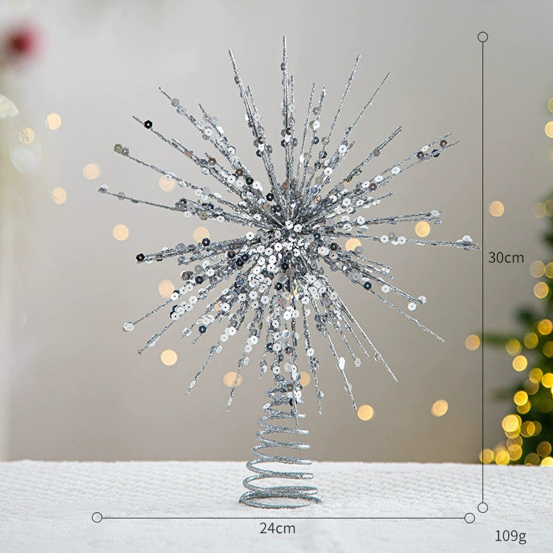 Weihnachtsbaumspitze Stern 5-zackig mit Lichtern – 6 Designs – Hochwertige Weihnachtsdeko für Baum, Hochzeit, Party, Fest
