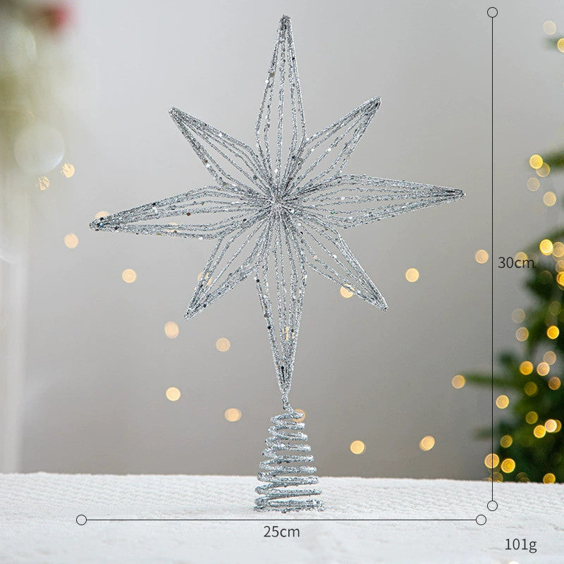 Weihnachtsbaumspitze Stern 5-zackig mit Lichtern – 6 Designs – Hochwertige Weihnachtsdeko für Baum, Hochzeit, Party, Fest
