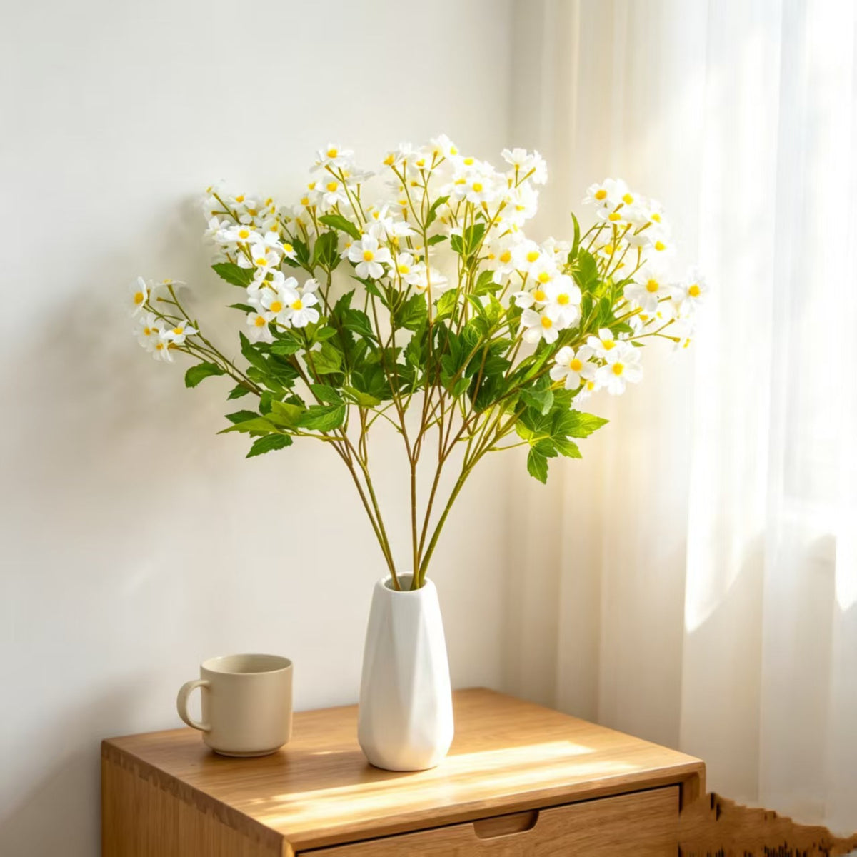 Künstliche Kamillenblüten, 68 cm, Seidenstoff, 30 Blüten, Hochzeitsdeko, Innenraum