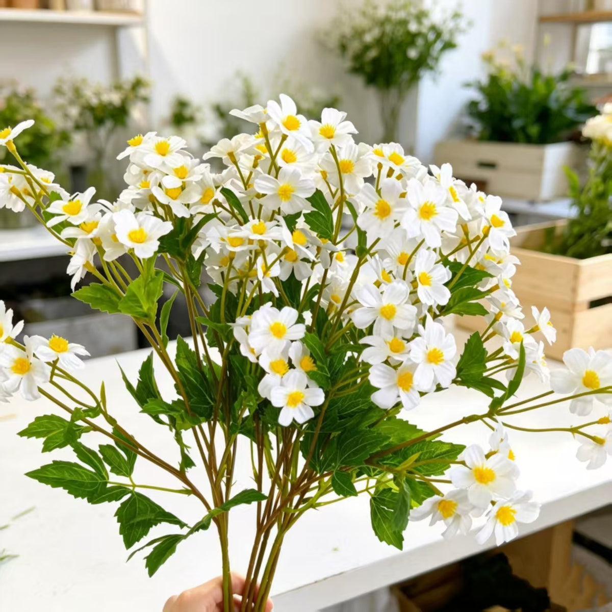 Künstliche Kamillenblüten, 68 cm, Seidenstoff, 30 Blüten, Hochzeitsdeko, Innenraum