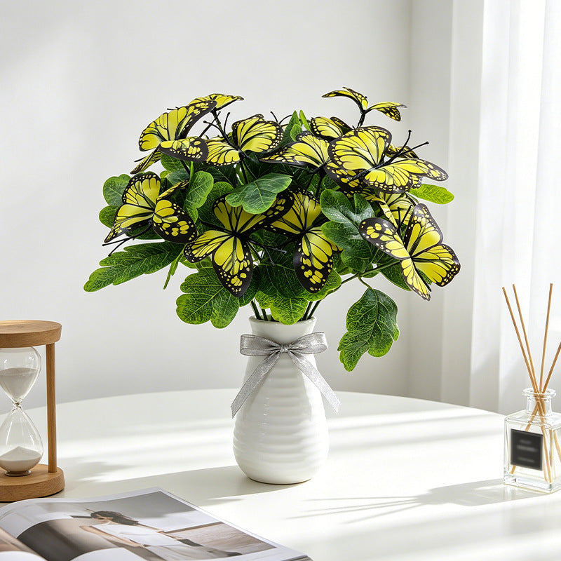 Künstliche Schmetterlingsblumen Büschel – 5 Köpfe, 29 cm, Hochwertige Dekoration für Hochzeit, Trauerfeier, Shop-Deko – Allergikerfreundlich, langlebig