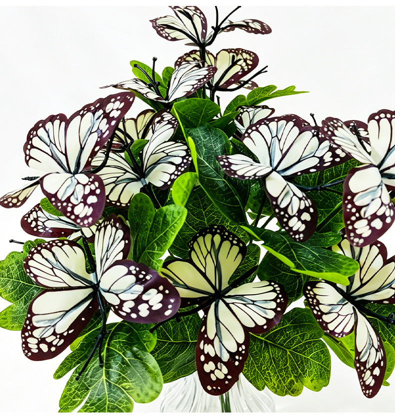 Künstliche Schmetterlingsblumen Büschel – 5 Köpfe, 29 cm, Hochwertige Dekoration für Hochzeit, Trauerfeier, Shop-Deko – Allergikerfreundlich, langlebig