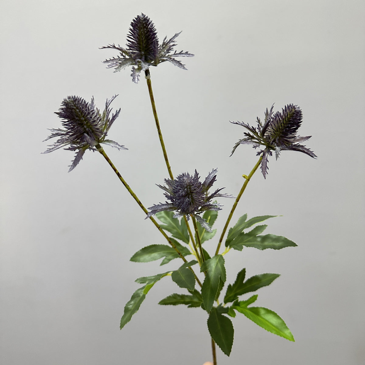 Künstliche Eryngium-Blüten, 60 cm, Ins-Stil, Kunststoff, für Hochzeiten und Wohnkultur, 4 Blütenköpfe