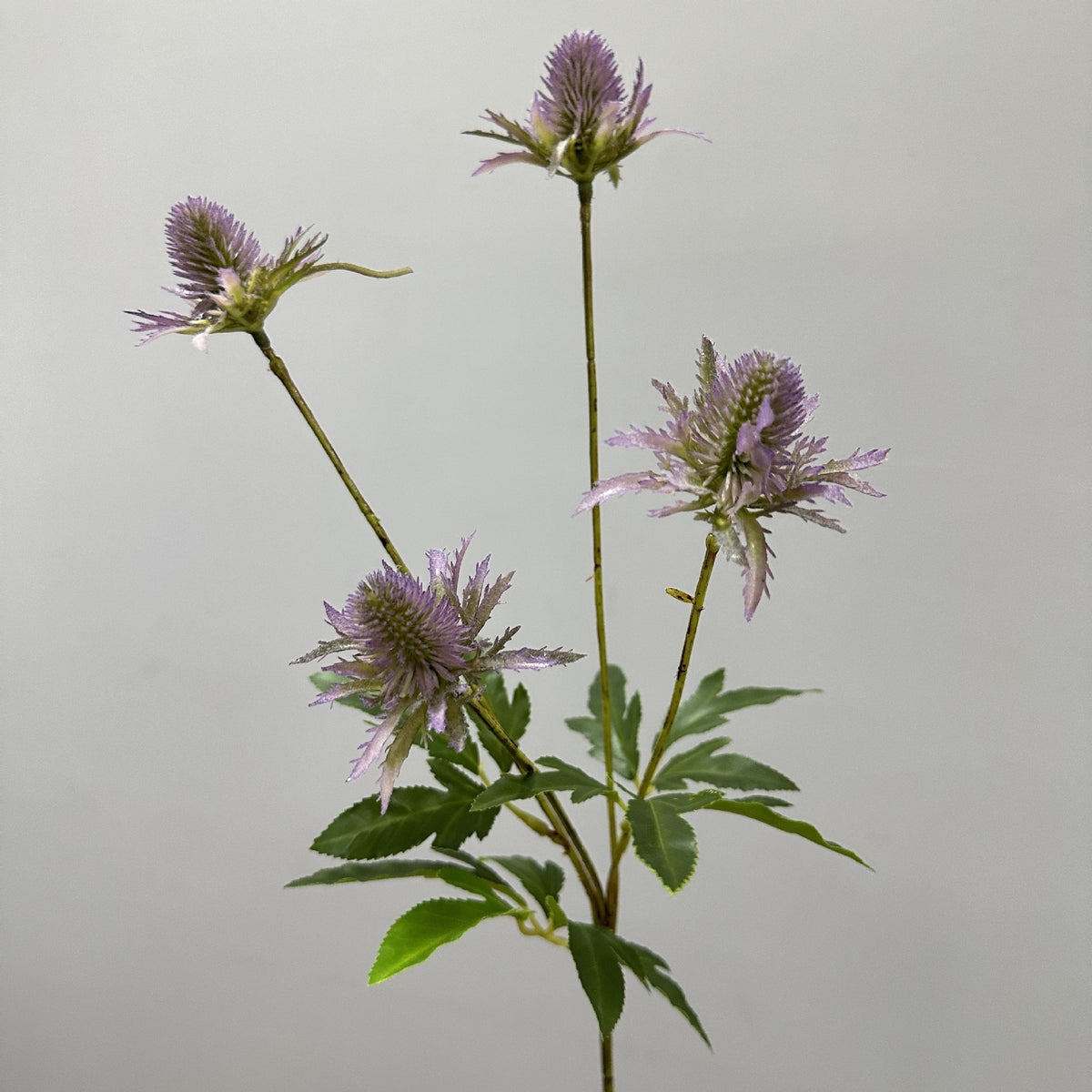 Künstliche Eryngium-Blüten, 60 cm, Ins-Stil, Kunststoff, für Hochzeiten und Wohnkultur, 4 Blütenköpfe