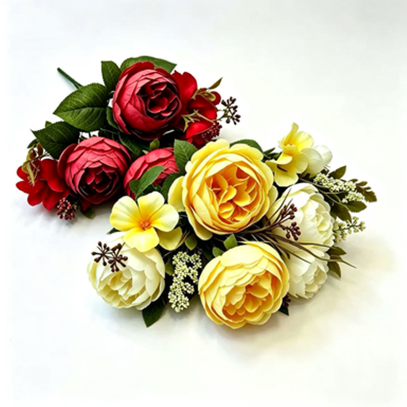 Künstliche Pfingstrose-Rosenstrauß, 31 cm, 6 Blüten, retro Stil, für Hochzeiten, Hotels und Geschäftsräume
