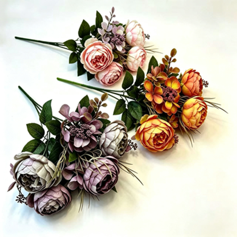 Künstliche Pfingstrose-Rosenstrauß, 31 cm, 6 Blüten, retro Stil, für Hochzeiten, Hotels und Geschäftsräume