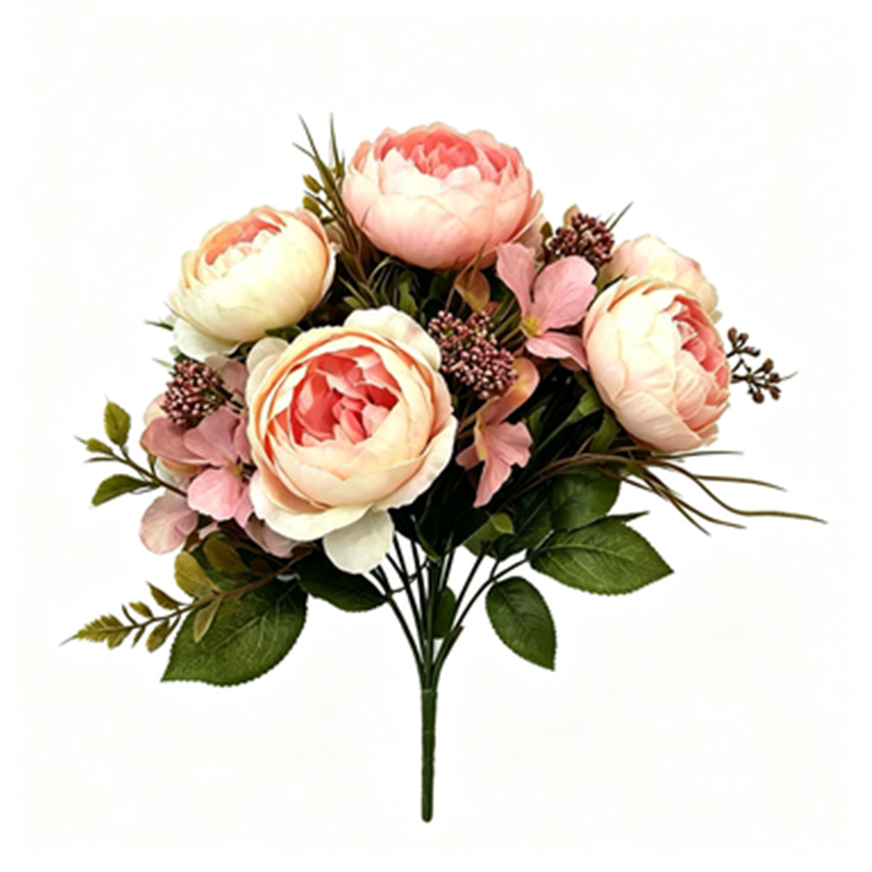Künstliche Pfingstrose-Rosenstrauß, 31 cm, 6 Blüten, retro Stil, für Hochzeiten, Hotels und Geschäftsräume