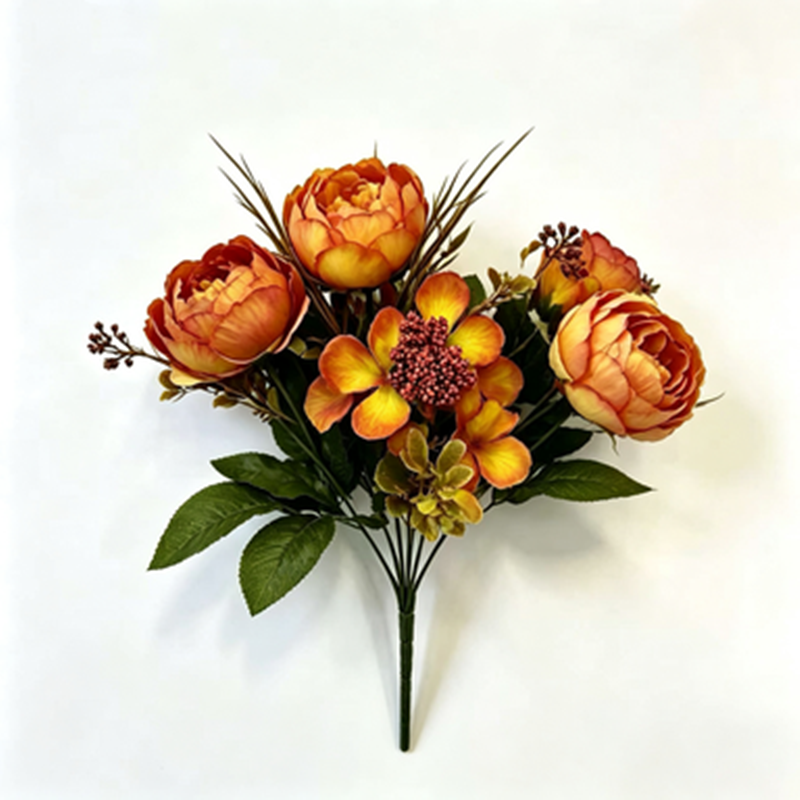 Künstliche Pfingstrose-Rosenstrauß, 31 cm, 6 Blüten, retro Stil, für Hochzeiten, Hotels und Geschäftsräume