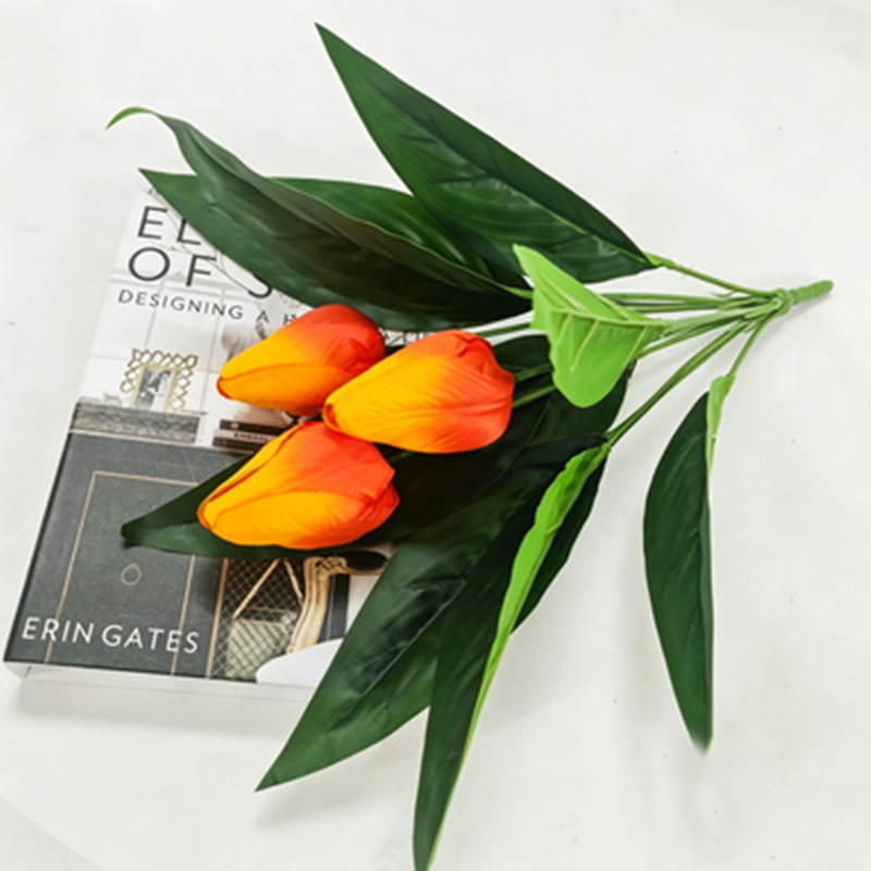 Künstliche Tulpen Büschel, 40 cm hoch, 3 Blüten, ohne Topf – Realistische Dekoblumen für Hochzeit, Shop, Büro, Zuhause