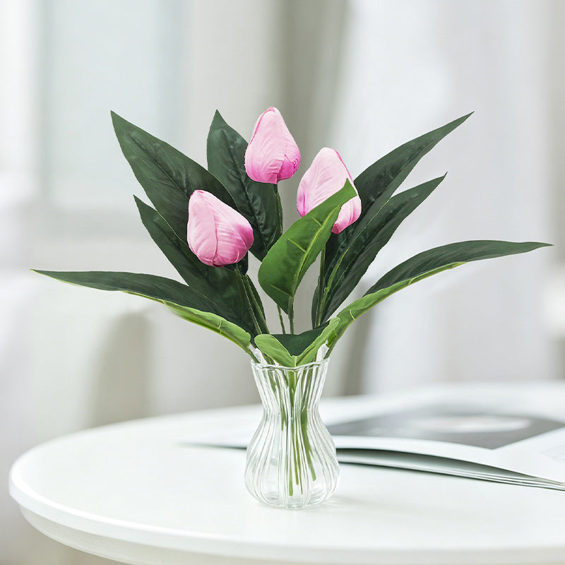 Künstliche Tulpen Büschel, 40 cm hoch, 3 Blüten, ohne Topf – Realistische Dekoblumen für Hochzeit, Shop, Büro, Zuhause