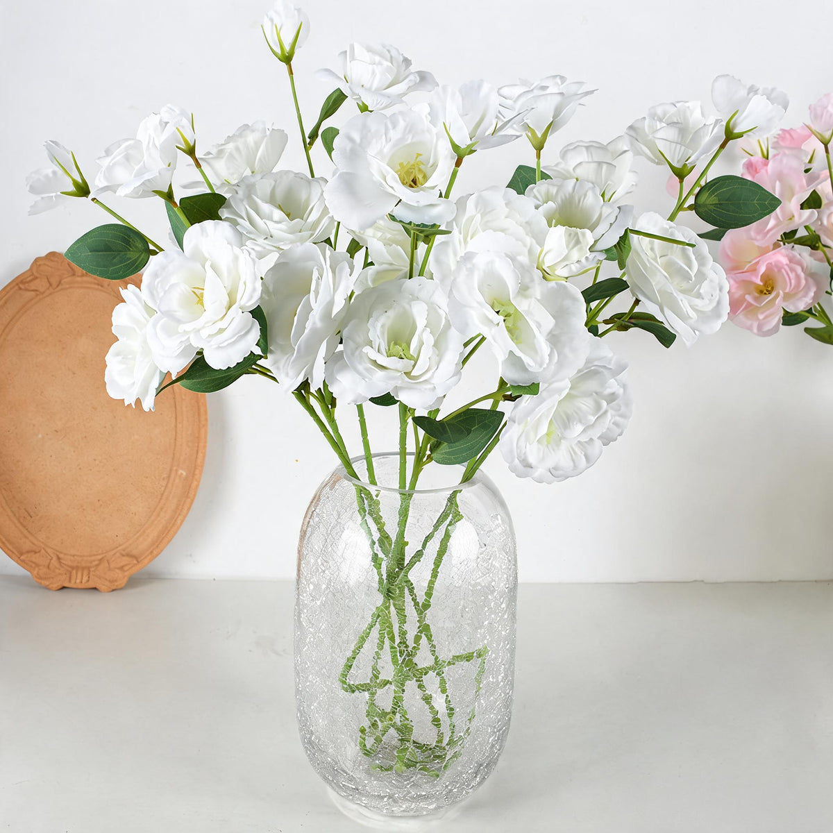 Künstliche Agapanthe 4 Blüten, Seidenblumen Busche 57 cm hoch, Hochzeitsdeko, Innenraum, Grabschmuck, langlebig, allergenfrei