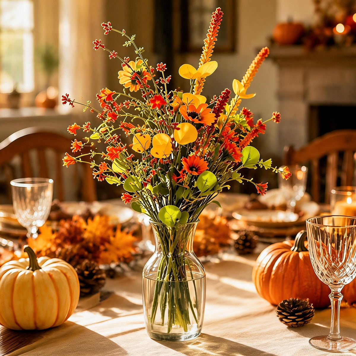 Künstliche Herbst-Gänseblümchen Büschel 75 cm, realistisch, für Dekoration Hochzeit Café Beerdigung, allergenfrei, langlebig
