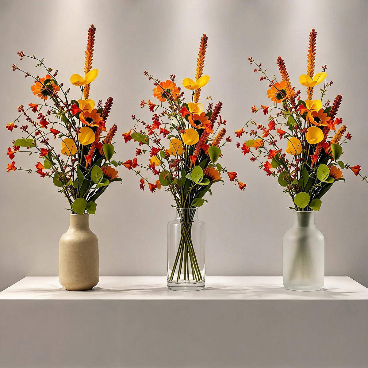 Künstliche Herbst-Gänseblümchen Büschel 75 cm, realistisch, für Dekoration Hochzeit Café Beerdigung, allergenfrei, langlebig