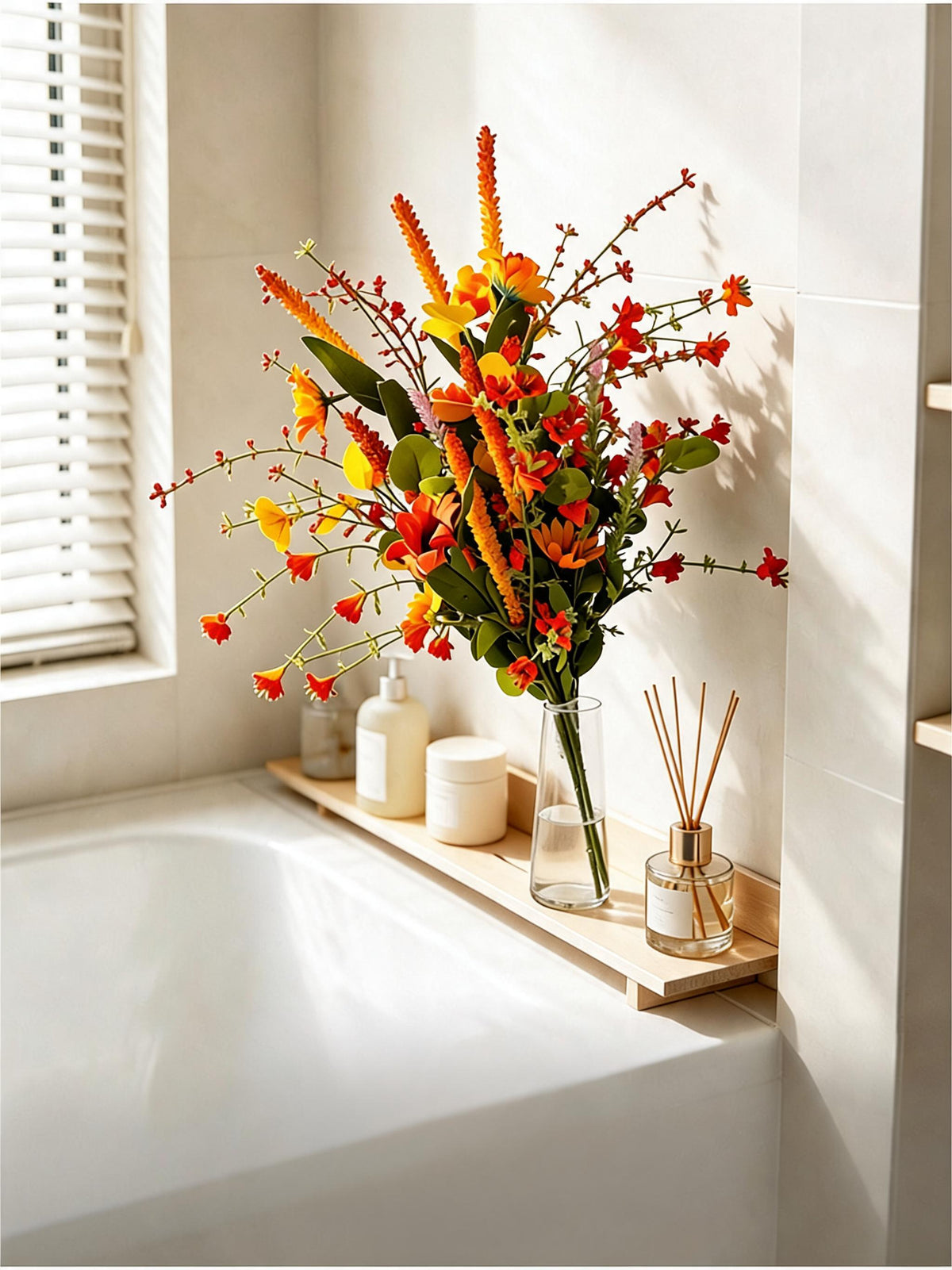 Künstliche Herbst-Gänseblümchen Büschel 75 cm, realistisch, für Dekoration Hochzeit Café Beerdigung, allergenfrei, langlebig