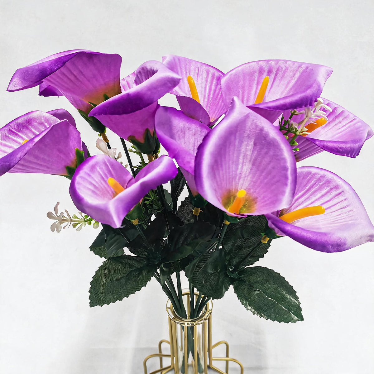 Künstliche Calla-Lilien Busstrauß, 31 cm, 7 Blüten, Seidenstoff, Hochzeit Dekoration, Innenraum, Grabschmuck, Event-Deko