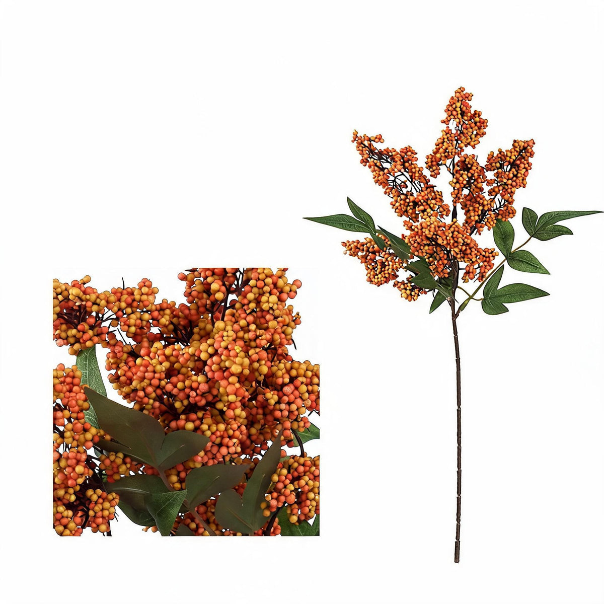 Künstliche Nandina-Beeren, 40 cm, realistischer Busch, für Hochzeitsdeko, Trauerfloristik und Innenraumgestaltung