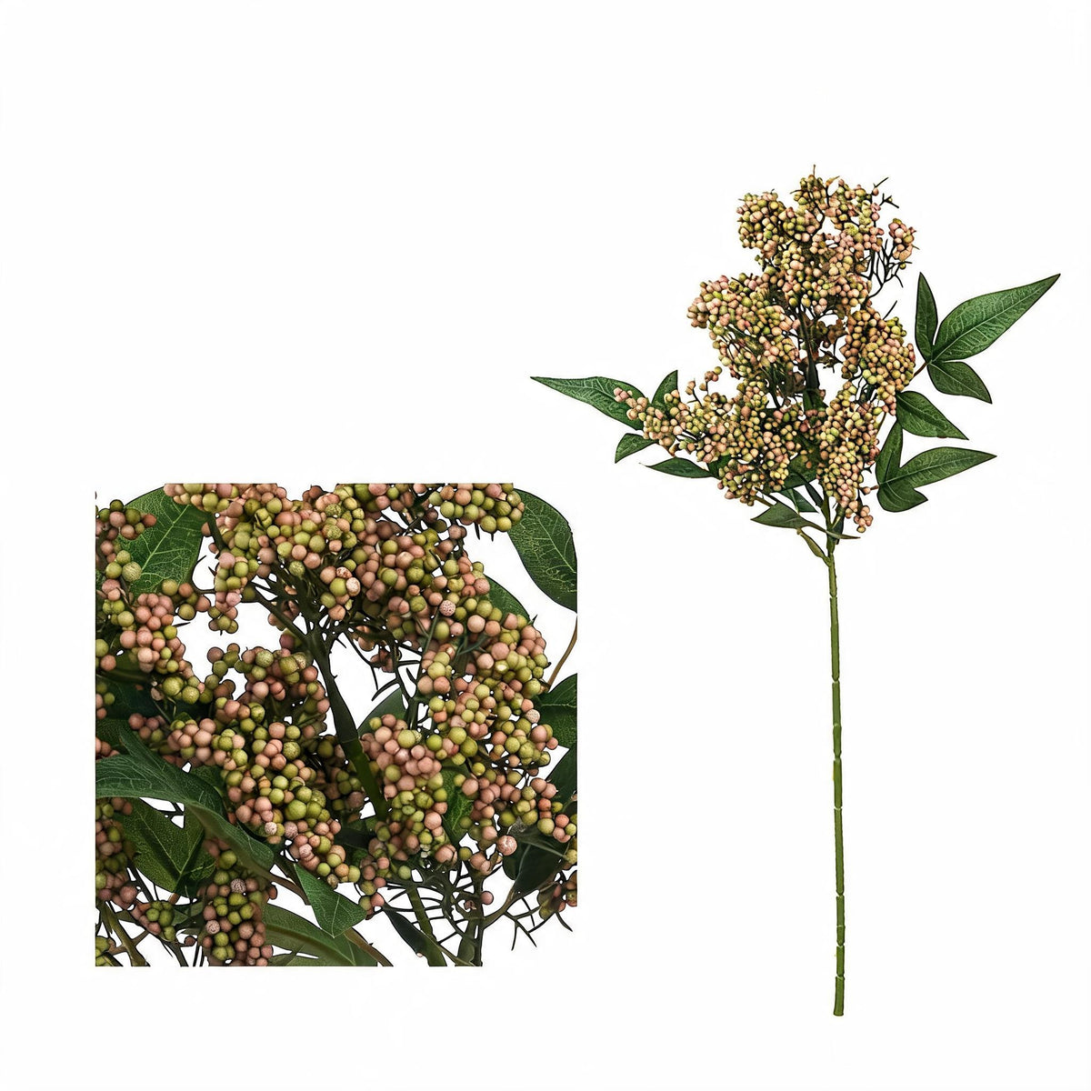 Künstliche Nandina-Beeren, 40 cm, realistischer Busch, für Hochzeitsdeko, Trauerfloristik und Innenraumgestaltung