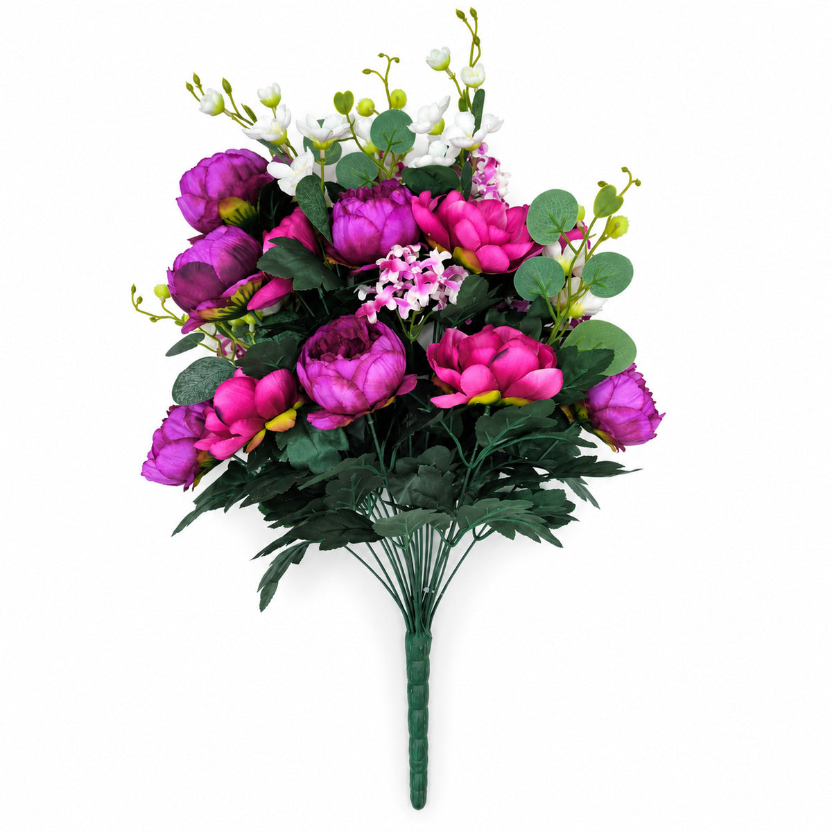 24-teiliger künstlicher Pfingstrosen-Blumenstrauß, 55 cm hoch, Hochzeitsdeko, Grabschmuck, langlebig, allergenfrei
