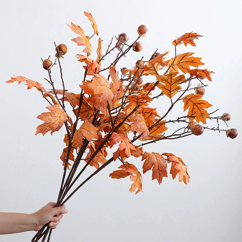 Künstlicher Ahornzweig mit Früchten 86 cm, Seidenstoff, Dekoration für Hochzeit, Shop, Büro, Zuhause – realistische Optik, wartungsfrei