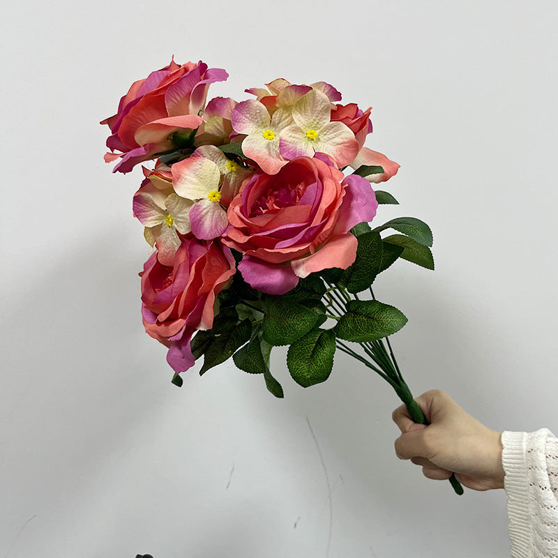 Künstliche Hortensienstrauß, 9 Köpfe, 45 cm, aus Seidenstoff, für Hochzeiten und Wohnaccessoires