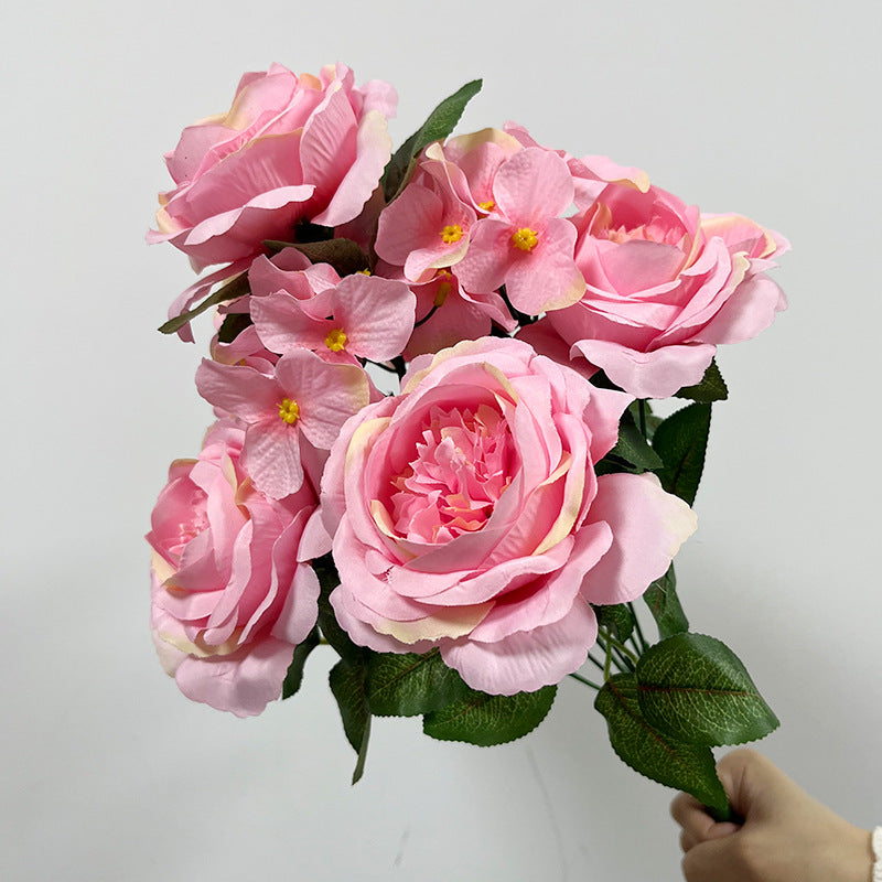 Künstliche Hortensienstrauß, 9 Köpfe, 45 cm, aus Seidenstoff, für Hochzeiten und Wohnaccessoires
