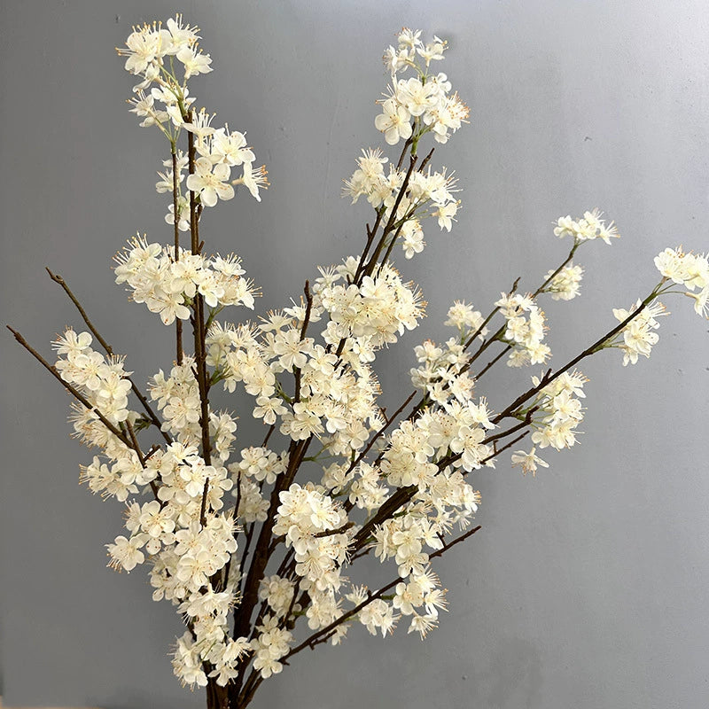 Künstliche Birnenblütenzweig 110 cm, Seidenstoff, dekorativ für Hochzeit, Laden, Zuhause, 6 Farben