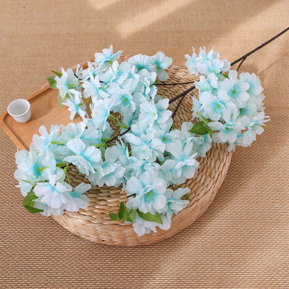 100 cm künstliche Kirschblüten-Zweigbusch aus Seidenstoff – Hochzeit, Innenraum, Dekoration, langlebig, allergenfrei