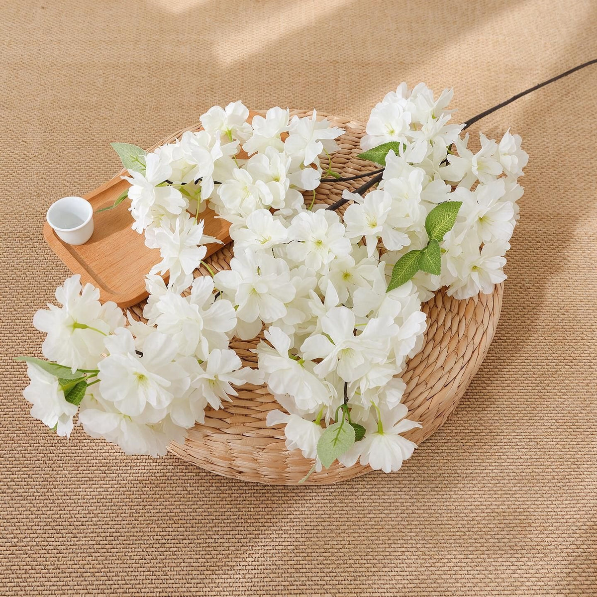 100 cm künstliche Kirschblüten-Zweigbusch aus Seidenstoff – Hochzeit, Innenraum, Dekoration, langlebig, allergenfrei