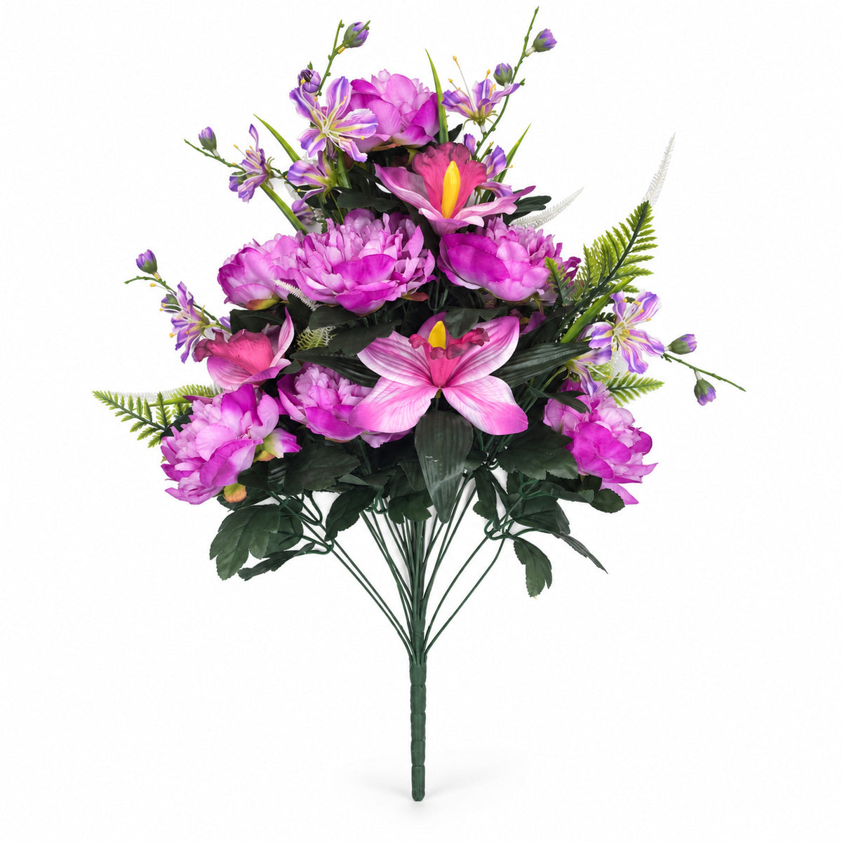 24-teiliger künstlicher Pfingstrosen-Lilien-Mix Blumenstrauß, 65 cm hoch, modern, für Hochzeit, Dekoration, Laden, Büro