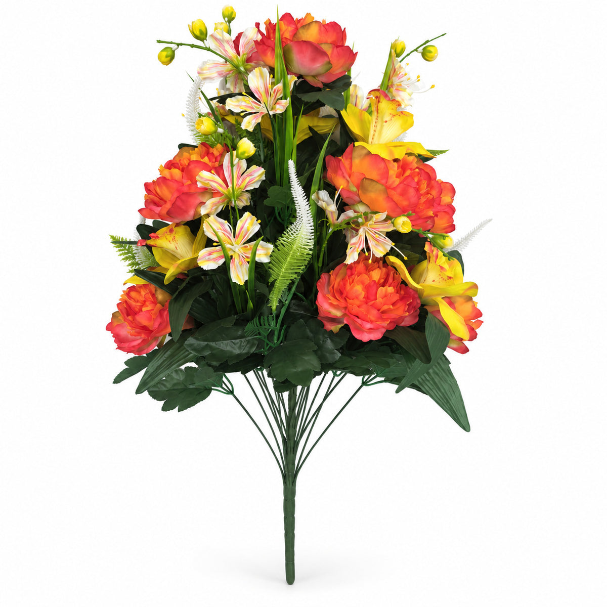 24-teiliger künstlicher Pfingstrosen-Lilien-Mix Blumenstrauß, 65 cm hoch, modern, für Hochzeit, Dekoration, Laden, Büro