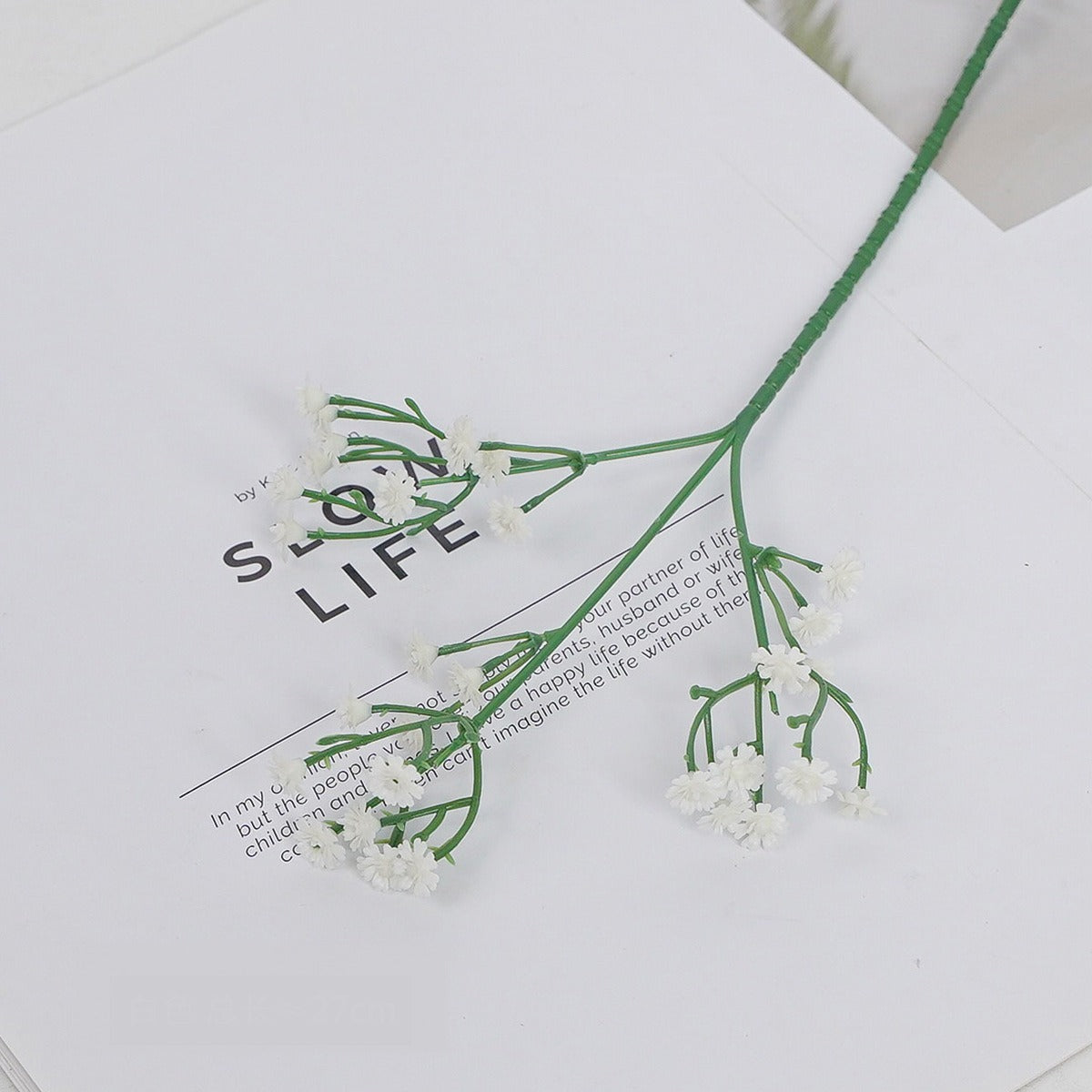 10er Set künstliche Gypsophila (Schleierkraut) Stiele – 27 cm, Silikon, Hochzeit Dekoration, Floristik, Innenraum, weiß & himmelblau