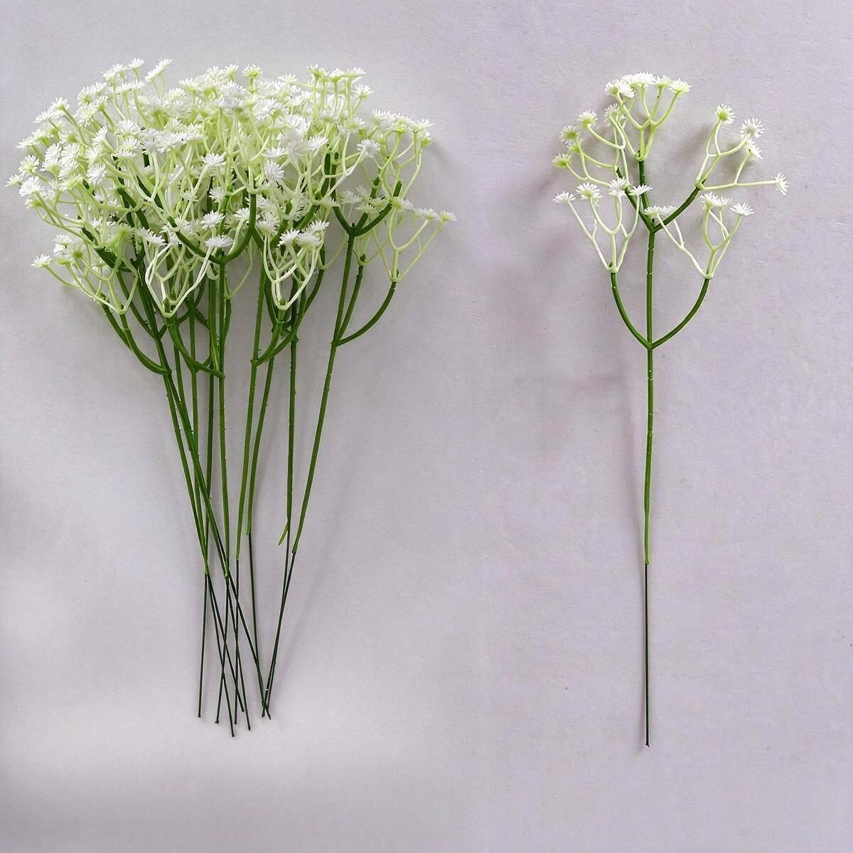 10 Kunststoff-Gypsophila (Schleierkraut) Bündel, je 30 cm, für Hochzeitsdekoration, Trauerkränze, Café-Deko, langlebig & pflegeleicht